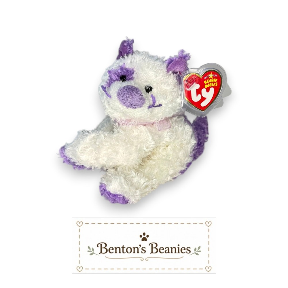 Violetta the Cat Ty Beanie Baby | Lavender Kitty Charm 💜 | Mint Heart Tag ⭐